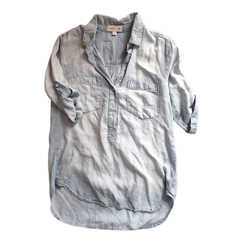 Cloth&Stone by Anthropologie Light Denim Mid Button-Up Shirt